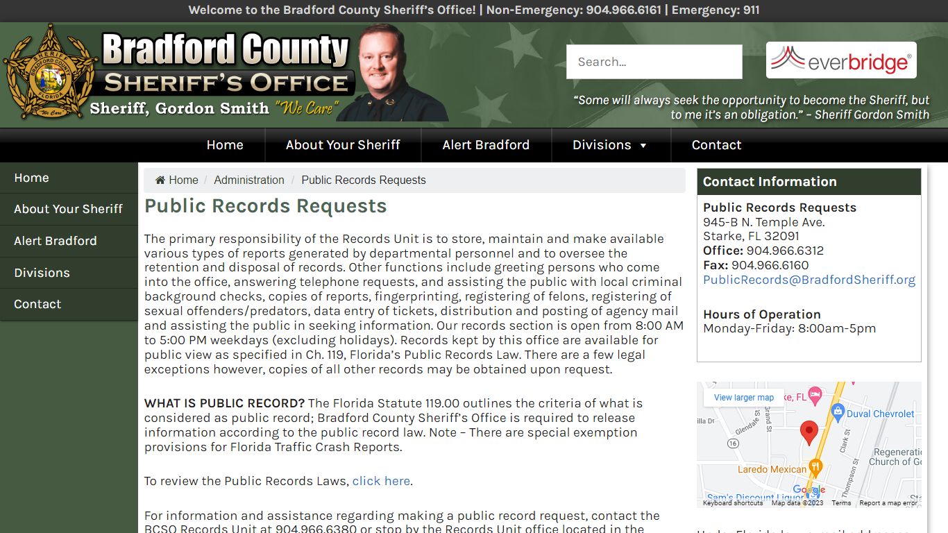 Public Records Requests – Bradford County Sheriff’s Office